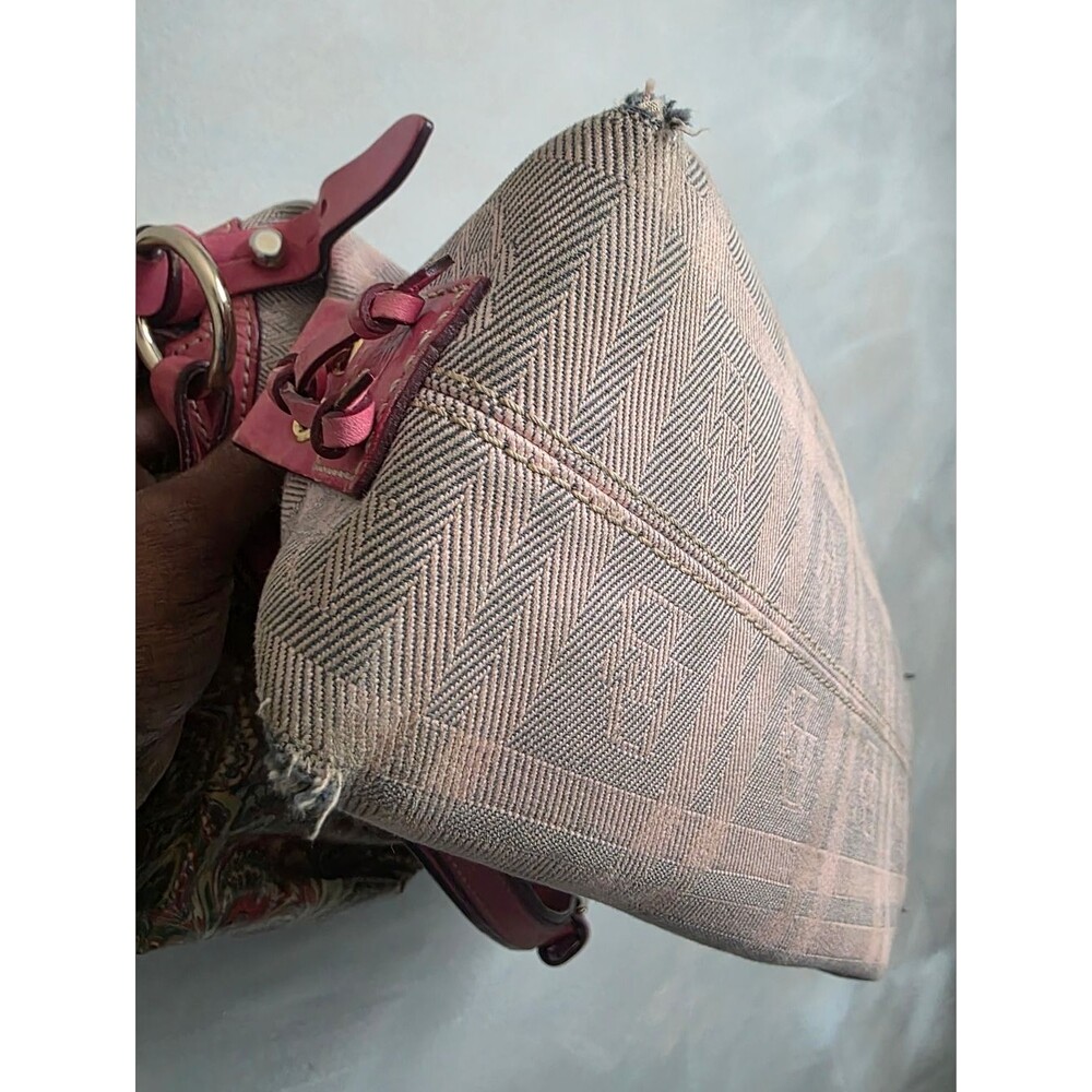 Dooney & Bourke Pink Plaid Small East West Baguette Shoulder Hobo Slouchy Bag - Picture 8 of 14